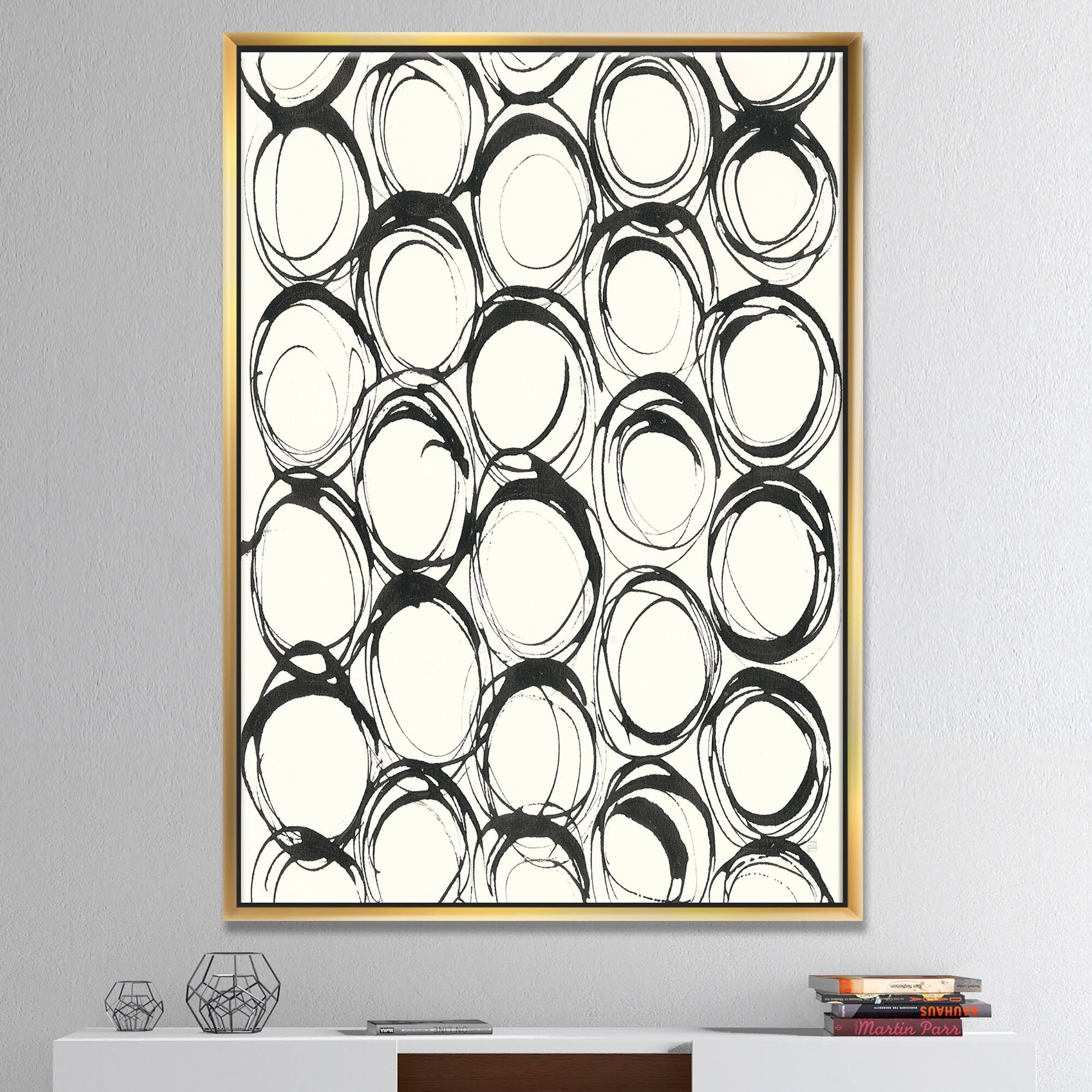 Designart Minimalist Black and White II- Transitional Framed Canvas | FL30177-16-32-WH