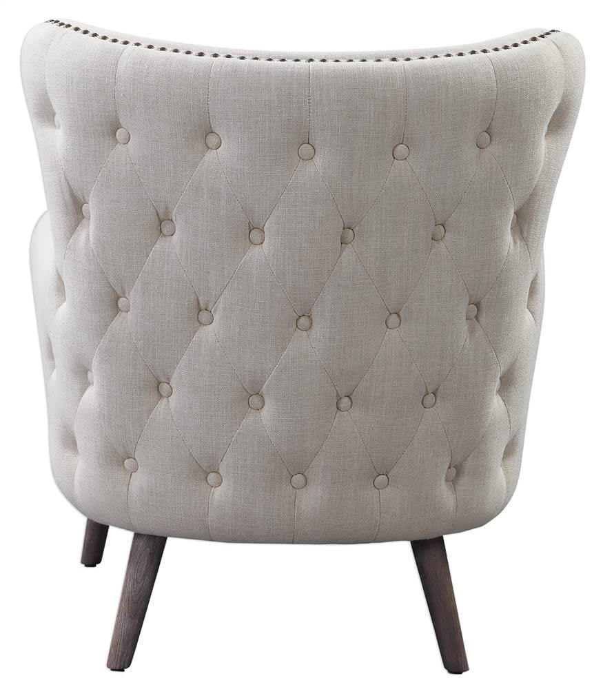 Uttermost 23500 Donya 31-1/2" Wide Wood Framed Linen Wingback Chair - Off White