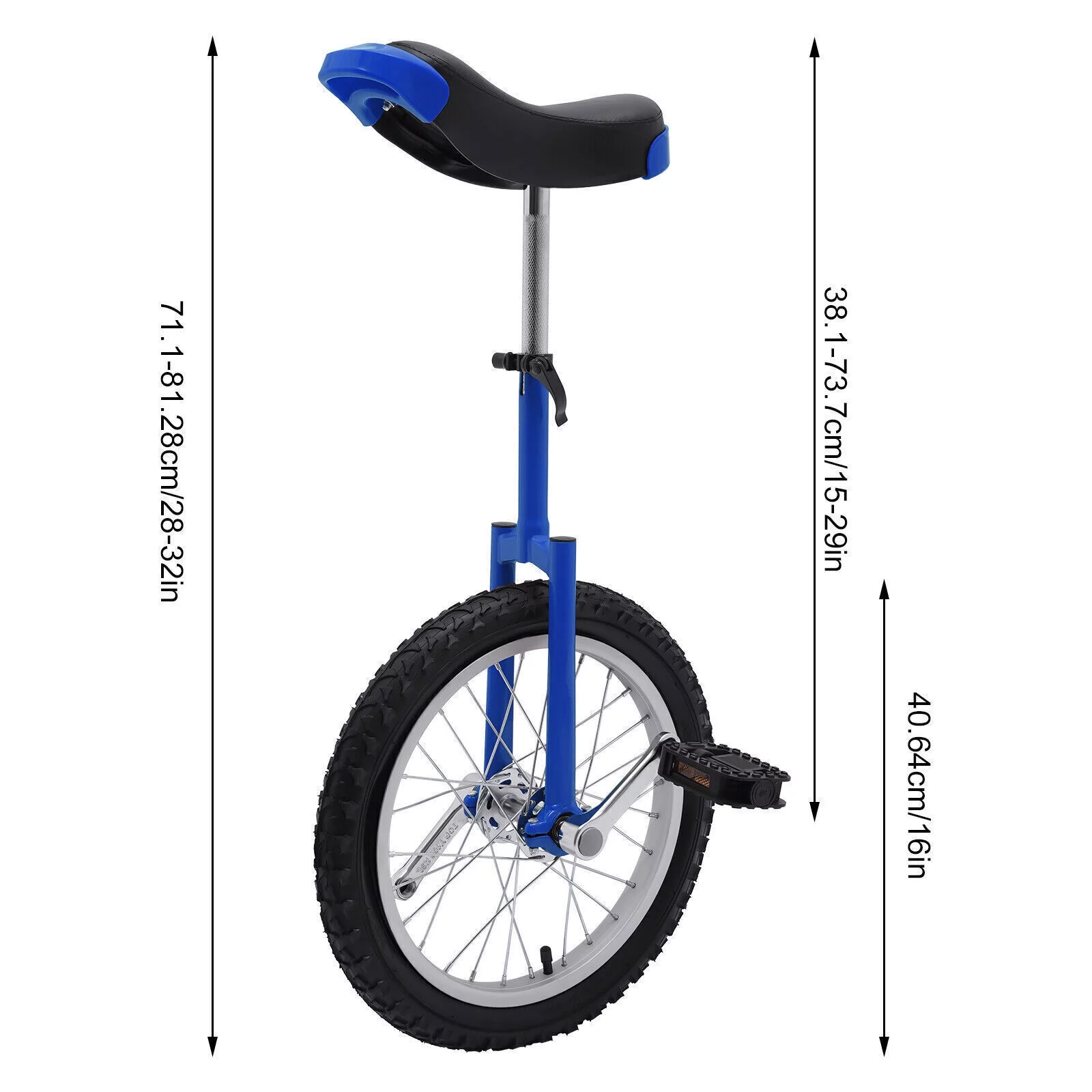 16 Wheel Unicycle with Steel Rim Unicycle One Wheel Bike with Adjustable Height for Adults Kids Beginner Fitness Exercise Balance Training, Skid-proof