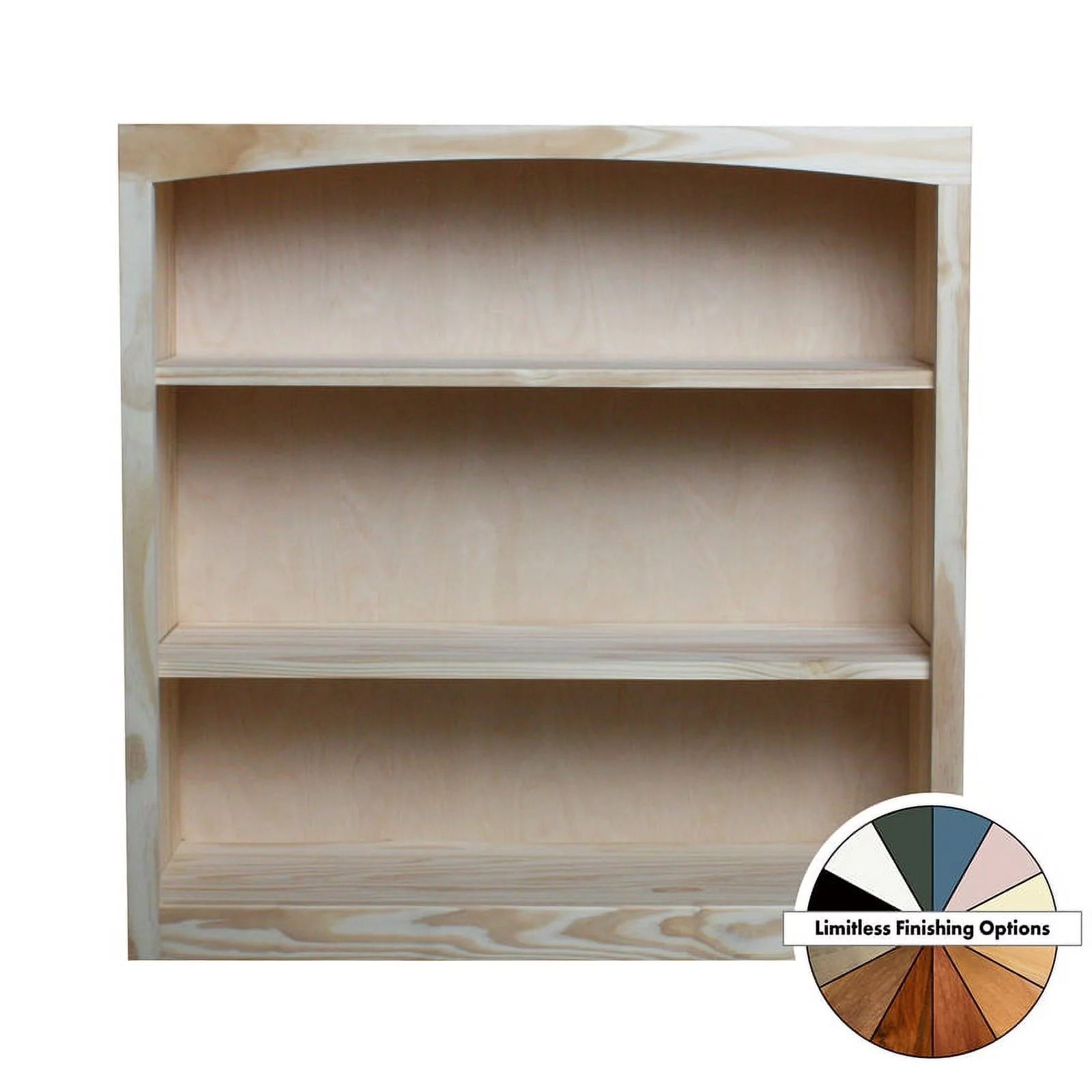 Pemberly Row 36" x 36" Traditional Pine Wood Bookcase in Natural
