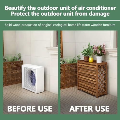 Thickened Board Wooden Air Conditioner Outer Frame,Wooden Flower Stand Outdoor,Air Conditioner Fence Privacy Screen