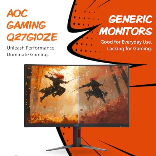 AOC C27G2Z 27" Curved Frameless Ultra-Fast Gaming Monitor, FHD 1080p, 0.5ms 240Hz, FreeSync, 2x HDMI 2.0, 1x Display Port, Height Adjustable