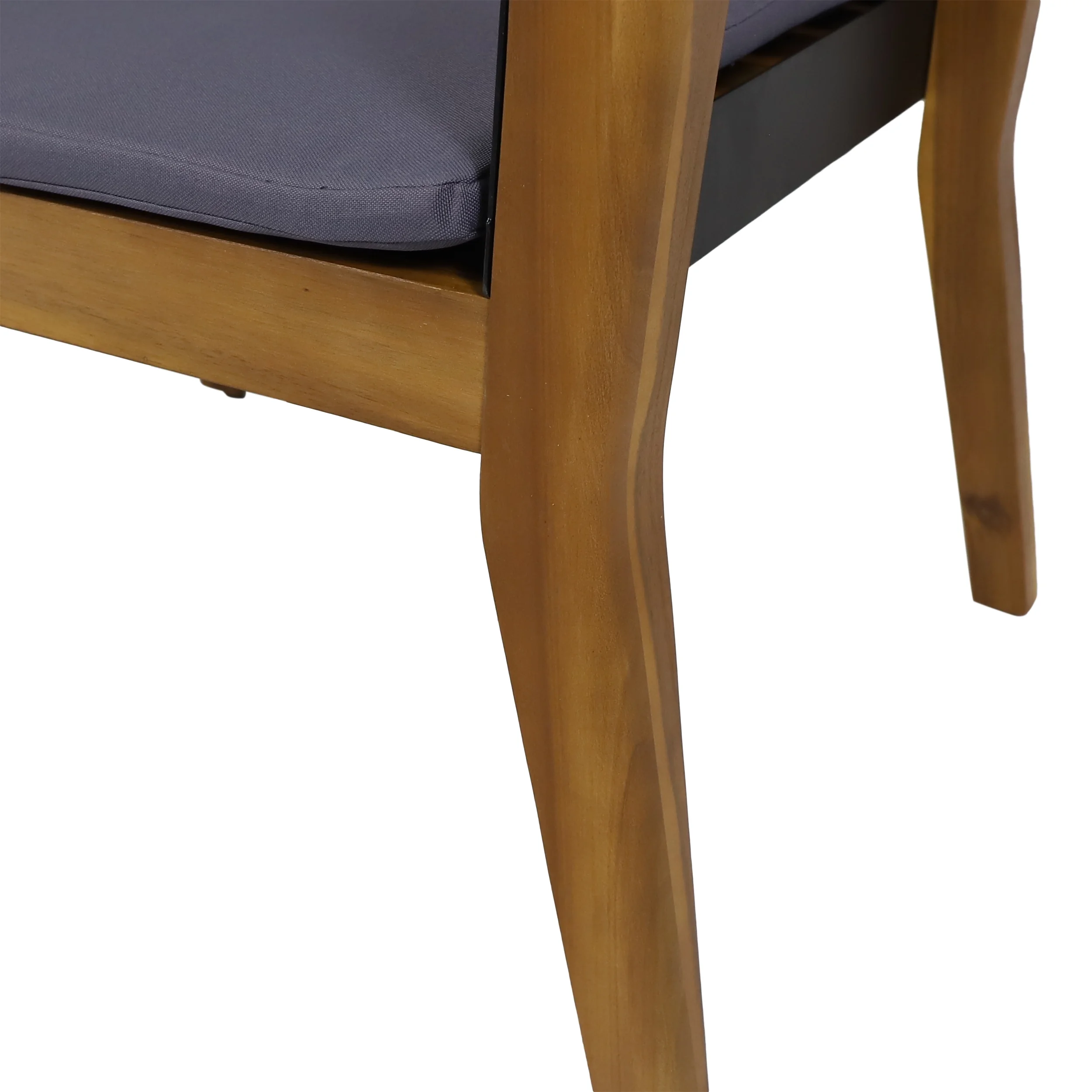 GDF Studio Osean Outdoor Acacia Wood Club Chairs with Cushion, Set of 4, Teak, Black, and Dark Gray