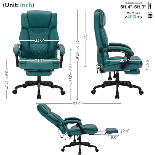 Massage Office Chair with Heat,Reclining Office Chair with Foot Rest,6 Points Vibration Home Desk Chairs for Heavy People 400lbs