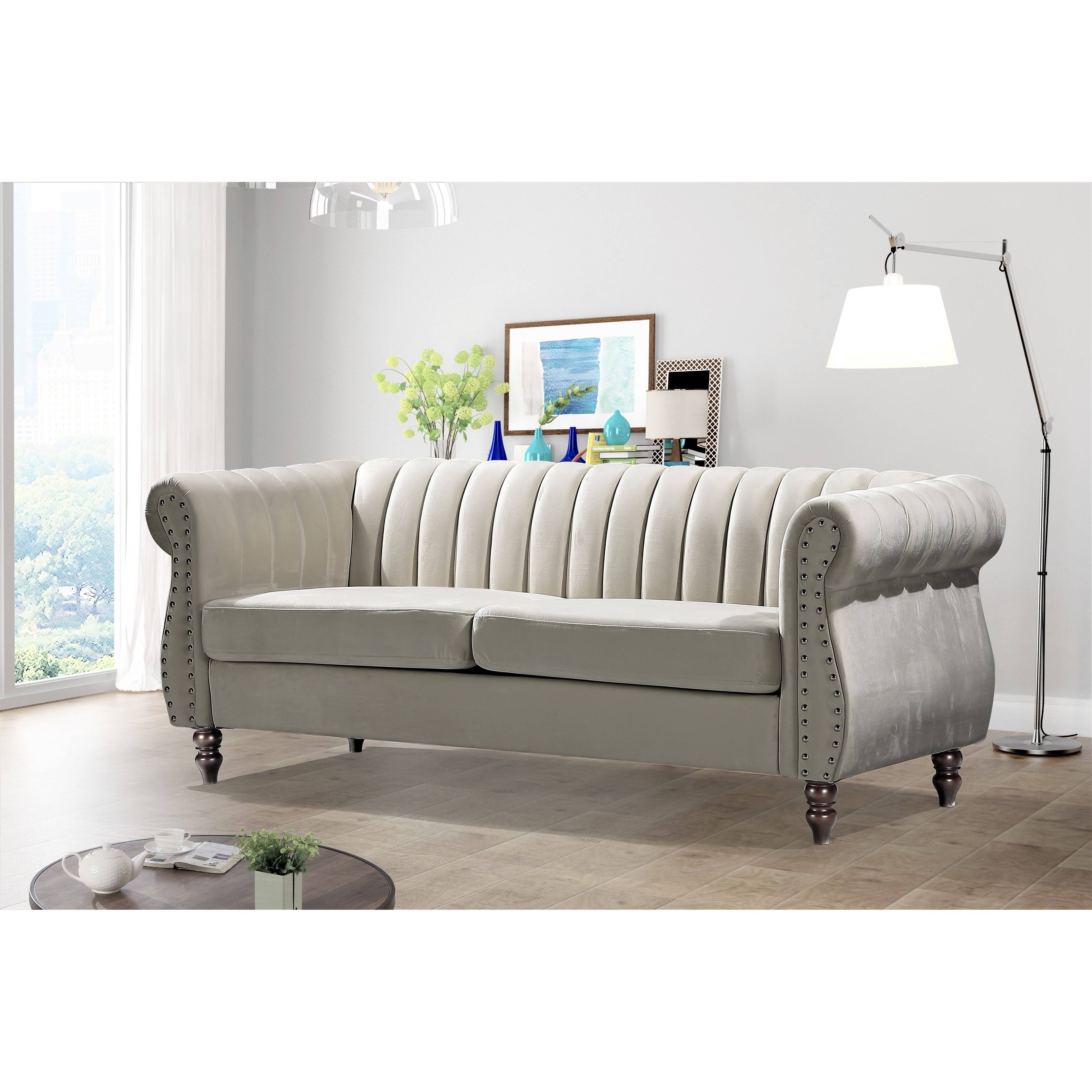 Charlot Velvet Chesterfield Rolled Arm Sofa - Dark Blue
