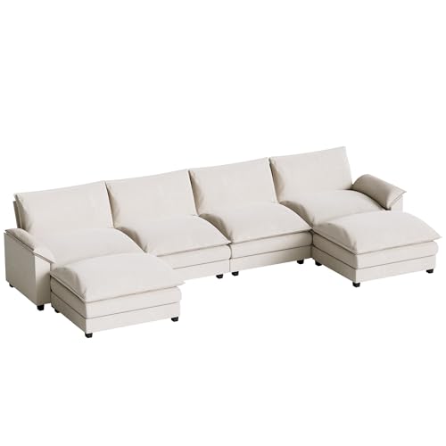 Homall 119" Modular Sectional Sofa, L Shaped Sofa Couch with Reversible Ottoman, DIY Combination Chenille Deep 3-Seat Cloud Couch for Living Room