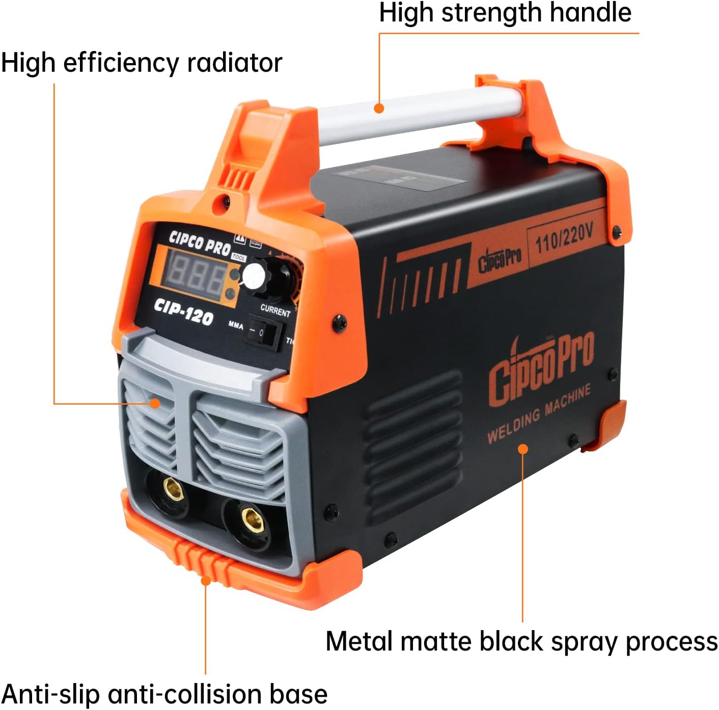 CIPCOPRO 120A ARC Stick Welder 110/220V Dual Voltage IGBT Hot Start Inverter Welder with Lift TIG, Digital Display LCD, Electrode Holder,Work Clamp