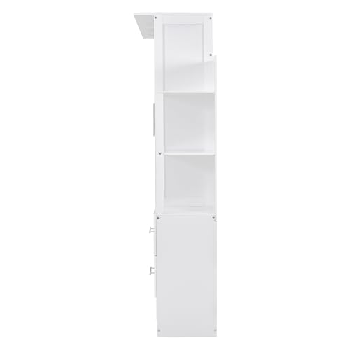 Harper & Bright Designs Full Size Murphy Bed Wall Bed with Storage Shelves, Drawers and LED Lights