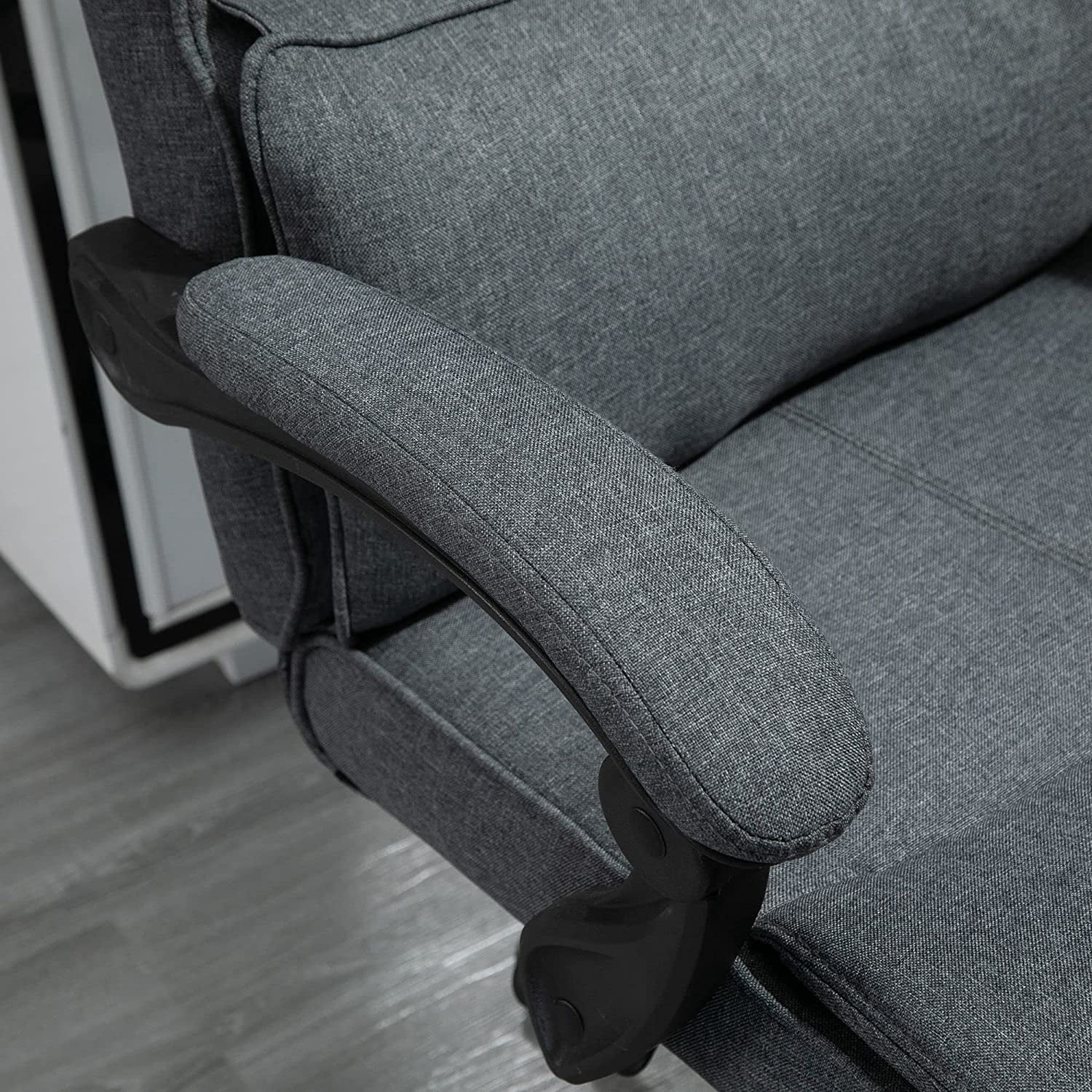 High Back Executive Office Chair, Reclining Computer Desk Chair With Footrest, Height Adjustable Fabric Office Chair With Headrest And Lumbar Support