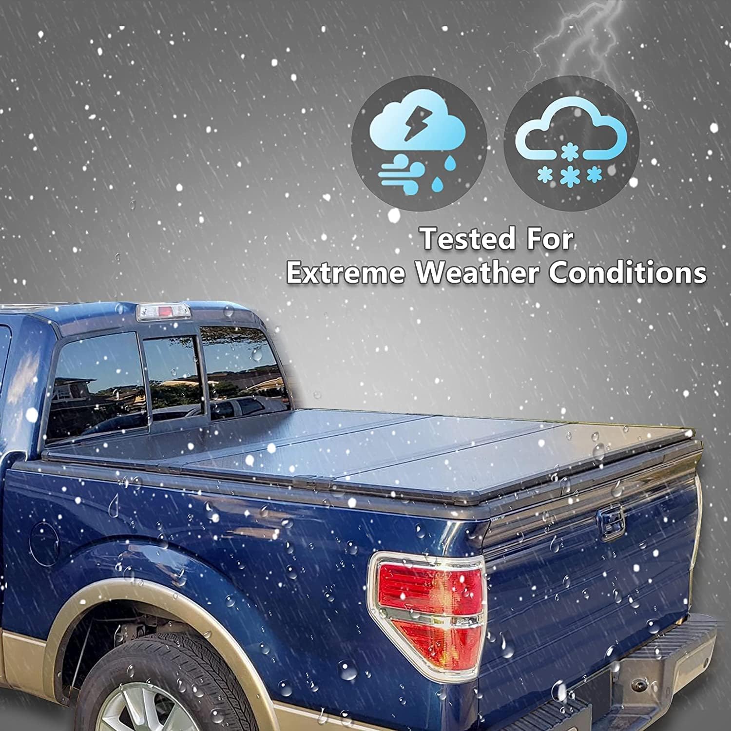 Kojem 5.5ft Hard Tri-Fold Truck Bed Tonneau Cover Compatible with 2015-2021 Ford F150 Super Crew Cab Hard Folding Pickup Truck Tonneau Cover