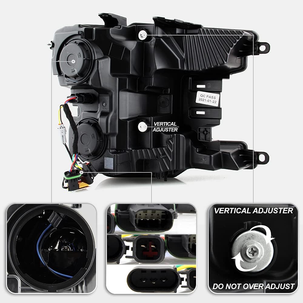 ACANII - For 2018-2020 Ford F150 Black LED Tube w/Sequential Signal LED Projector Headlights Headlights Set Left+Right