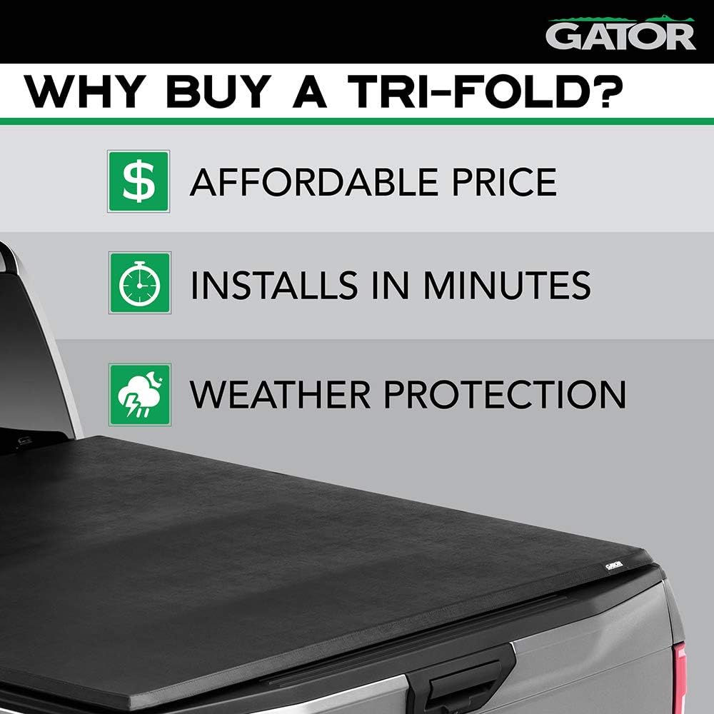Gator ETX Soft Tri-Fold Truck Bed Tonneau Cover | 59701 | Fits 2020 - 2022 Jeep Gladiator (JT) w/o track rail 5' Bed (60")