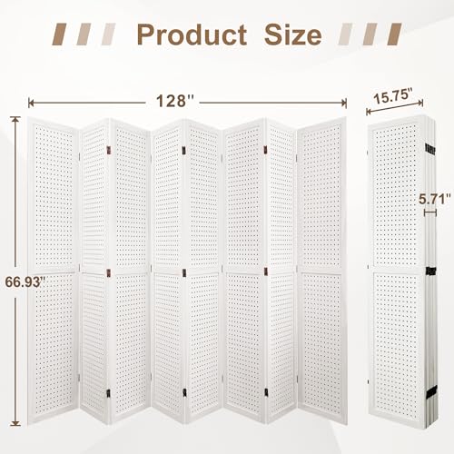 Osparple Room Divider with Shelves 6 Panel Wooden Folding Room Dividers Privacy Screen Wall Divider for Room Separation for Office and Apartment
