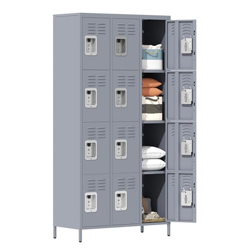 Metal Locker 3 Doors Storage Lockers for Employee,72" Tall Locker with Shelves and Hooks Steel Sports Locker for Office School Office Gym Home Garage