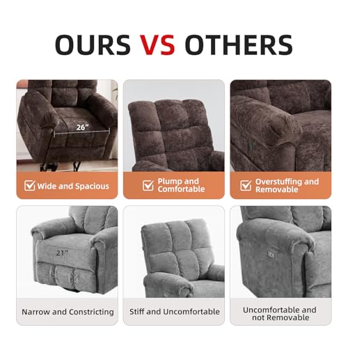 Oversized Power Lift Recliner Chair with Massage and Heat for Elderly, 26" Extra Wide Lift Chair for Big and Tall
