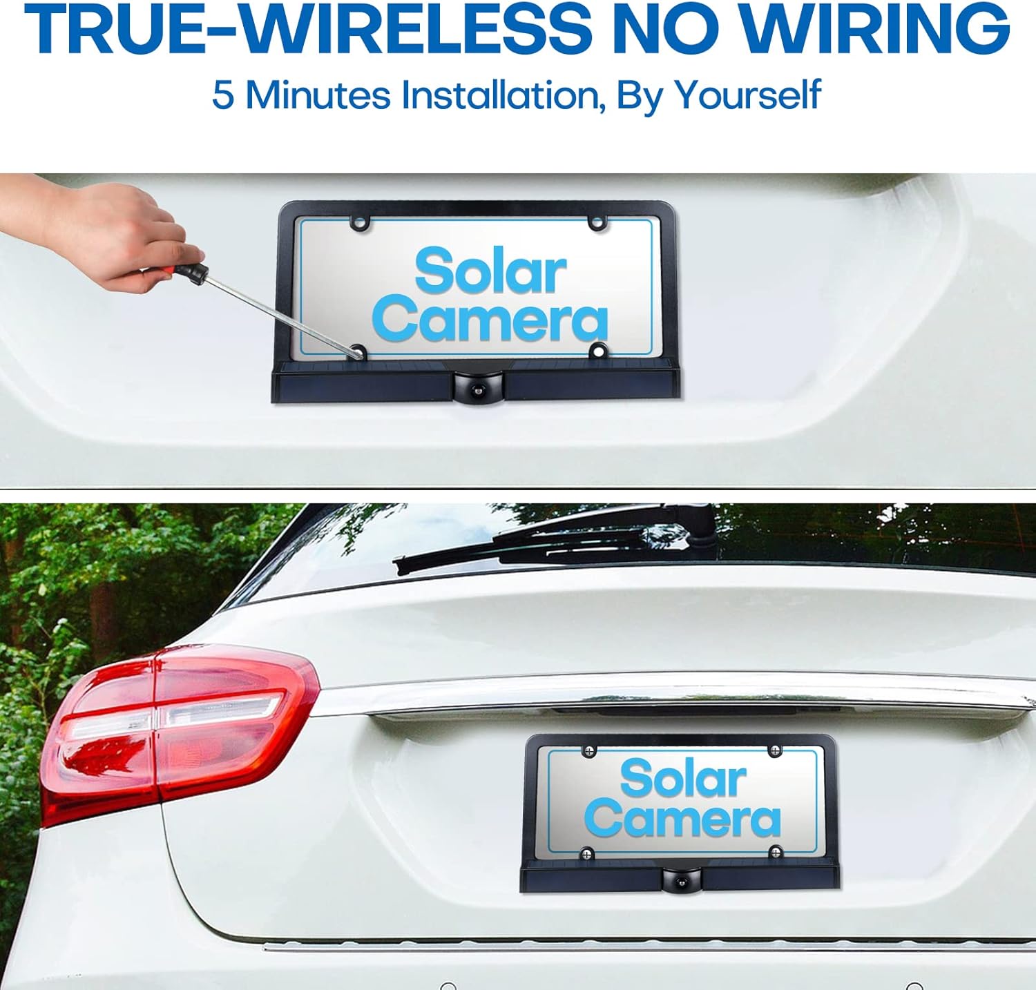 PARKVISION Solar Wireless Backup Camera,True Wireless Backup Camera, DIY Installation