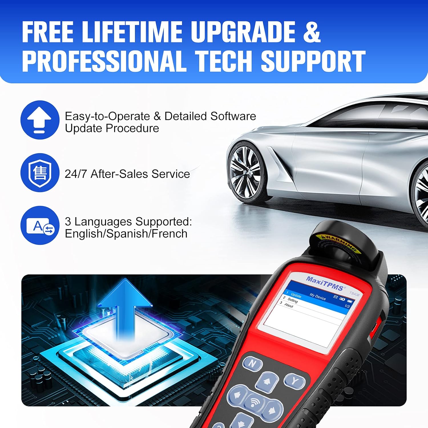 Autel TPMS Relearn Tool MaxiTPMS TS408, TPMS Reset, Sensor Activation, Program Autel MX-Sensor, Key Fob Testing