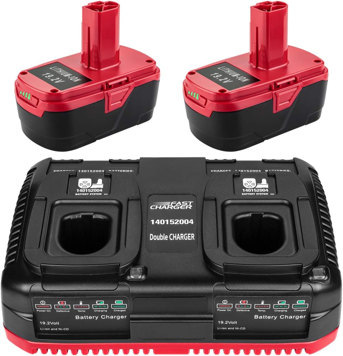 ANTRobut 2Pack 6.0Ah Replacement Craftsman 19.2 Volt Lithium Battery and Dual Battery Charger 140152004 for Craftsman Battery DieHard C3 XCP