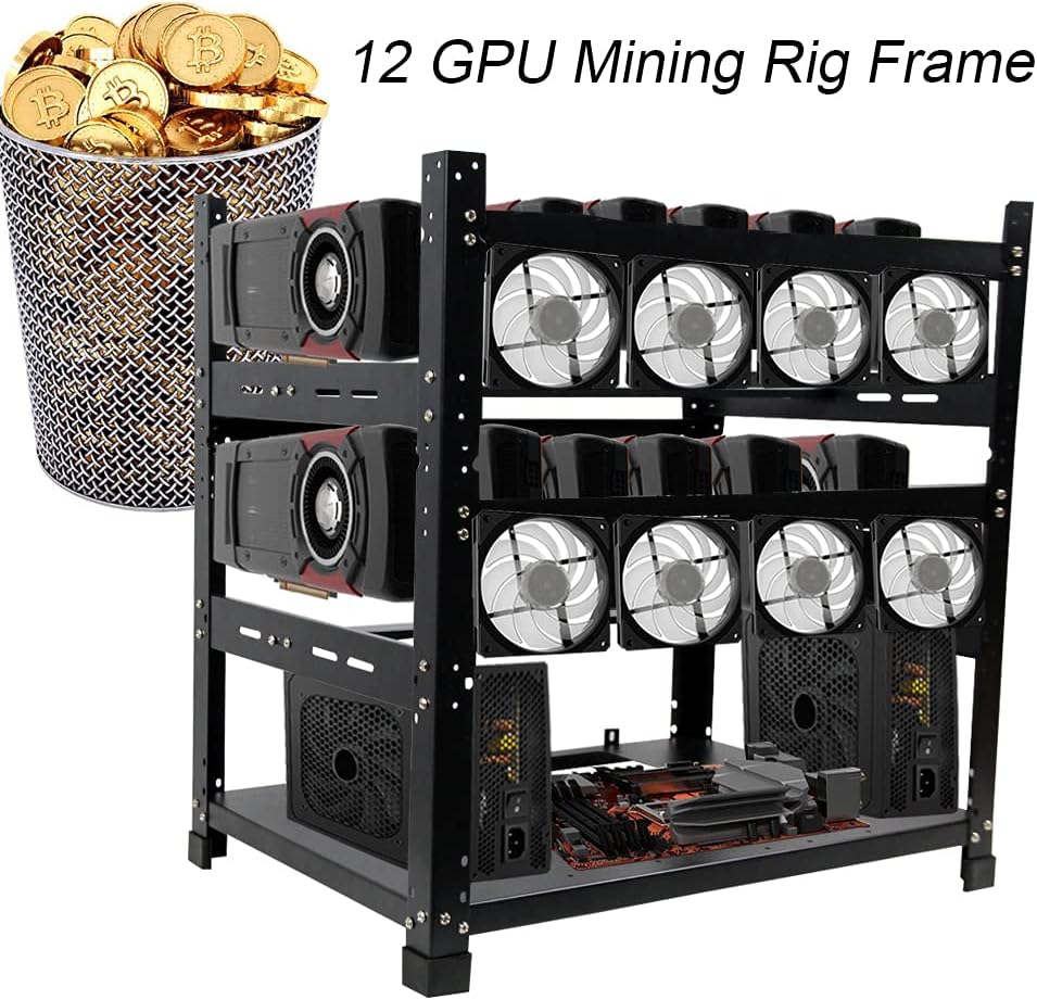 Open Mining Frame for 12 GPU Mining Case Server Rack Motherboard Bracket ETH/ETC/ZEC Ether Accessory Tool 3 Layers