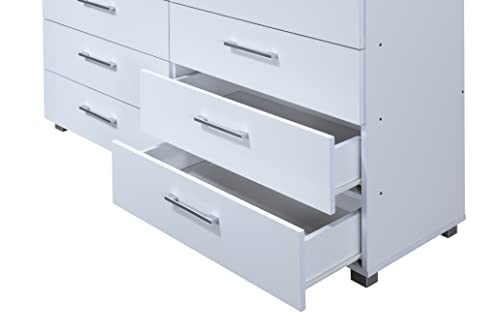 Hodedah 8-Drawer Dresser, WHITE