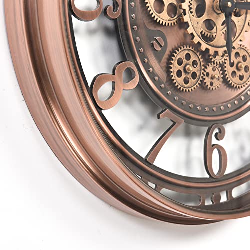 Moving Gear Wall Clock for Modern Farmhouse Living Room Decor,Large Industrial Steampunk Wall Clock,Metal Wall Clock Decorative for Home Office