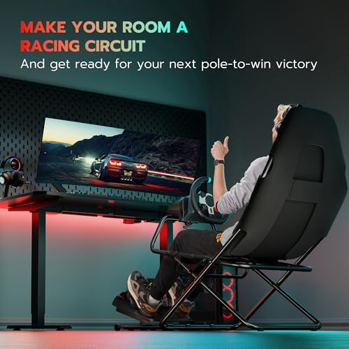 ARES WING Foldable Racing Simulator Cockpit, Racing Wheel Stand with Seat, Formula and GT Sim Racing Cockpit Compatible with Fanatec, Thrustmaster