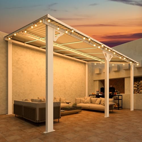 AECOJOY 10&rsquo; x 10&rsquo; Gazebo, Wall Mounted Gazebos Pergola on Clearance, Outdoor Patio Lean to Gazebo Awnings for Deck, Porch
