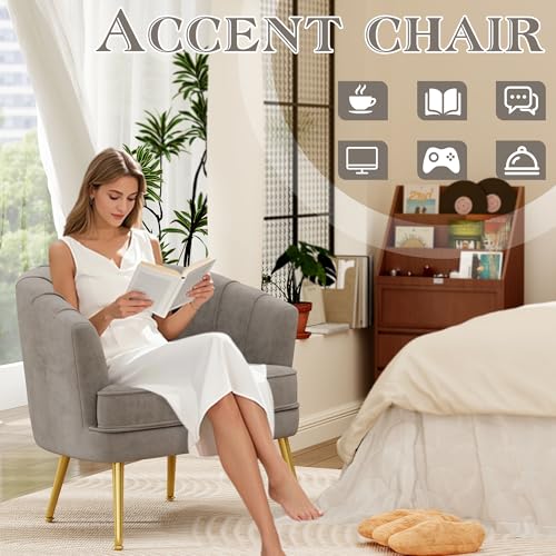 Andeworld Velvet Accent Chair, Upholstered Modern Single Sofa Side Chair