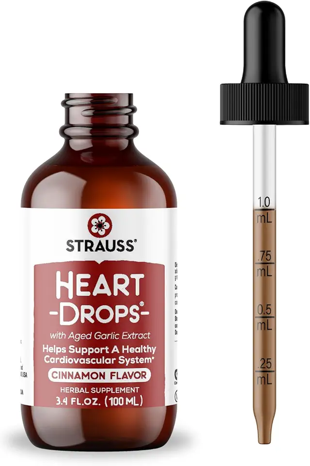 Sponsored Ad - Strauss Naturals Heartdrops, Herbal Heart Supplements with European Mistletoe and Extracts of Aged Garlic, 3.4 fl oz
