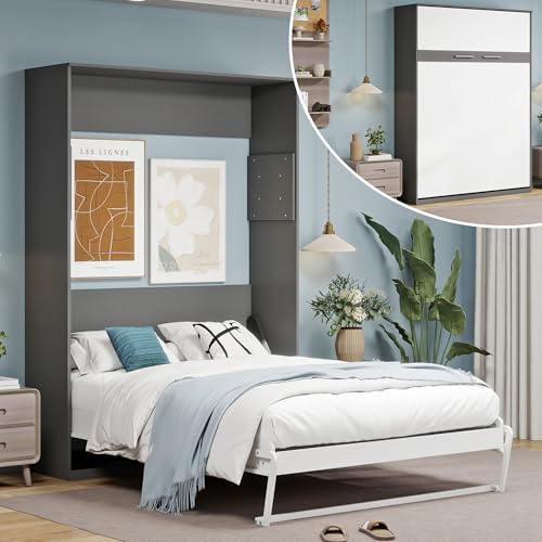 Black Wood Full Size Murphy Bed, Murphy Bed Full Space-Saving Wall Beds