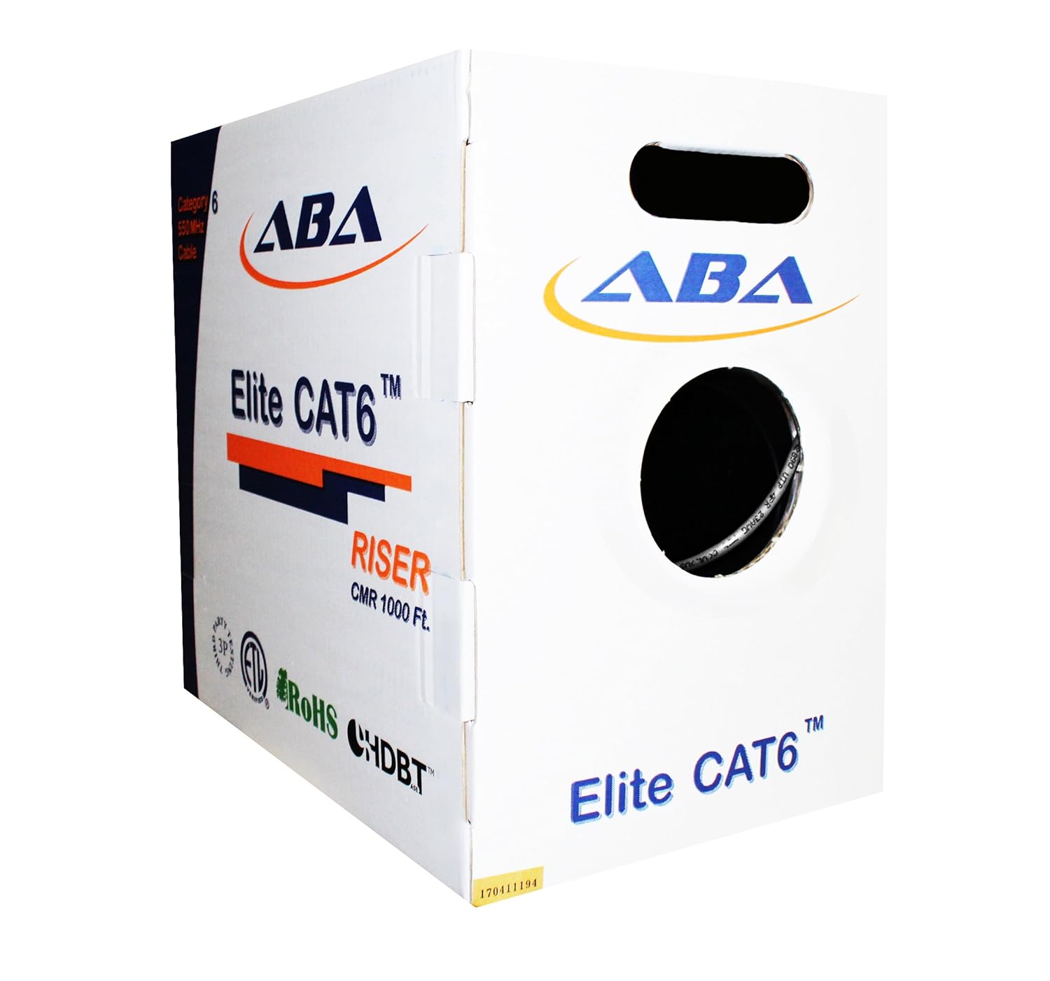 Cat6 Riser (CMR), Ethernet Cable 1000ft, Blue, No Spline, Unshielded Twisted Pair (UTP) 23AWG, Solid Pure Bare Copper, 550MHz, UL Certified
