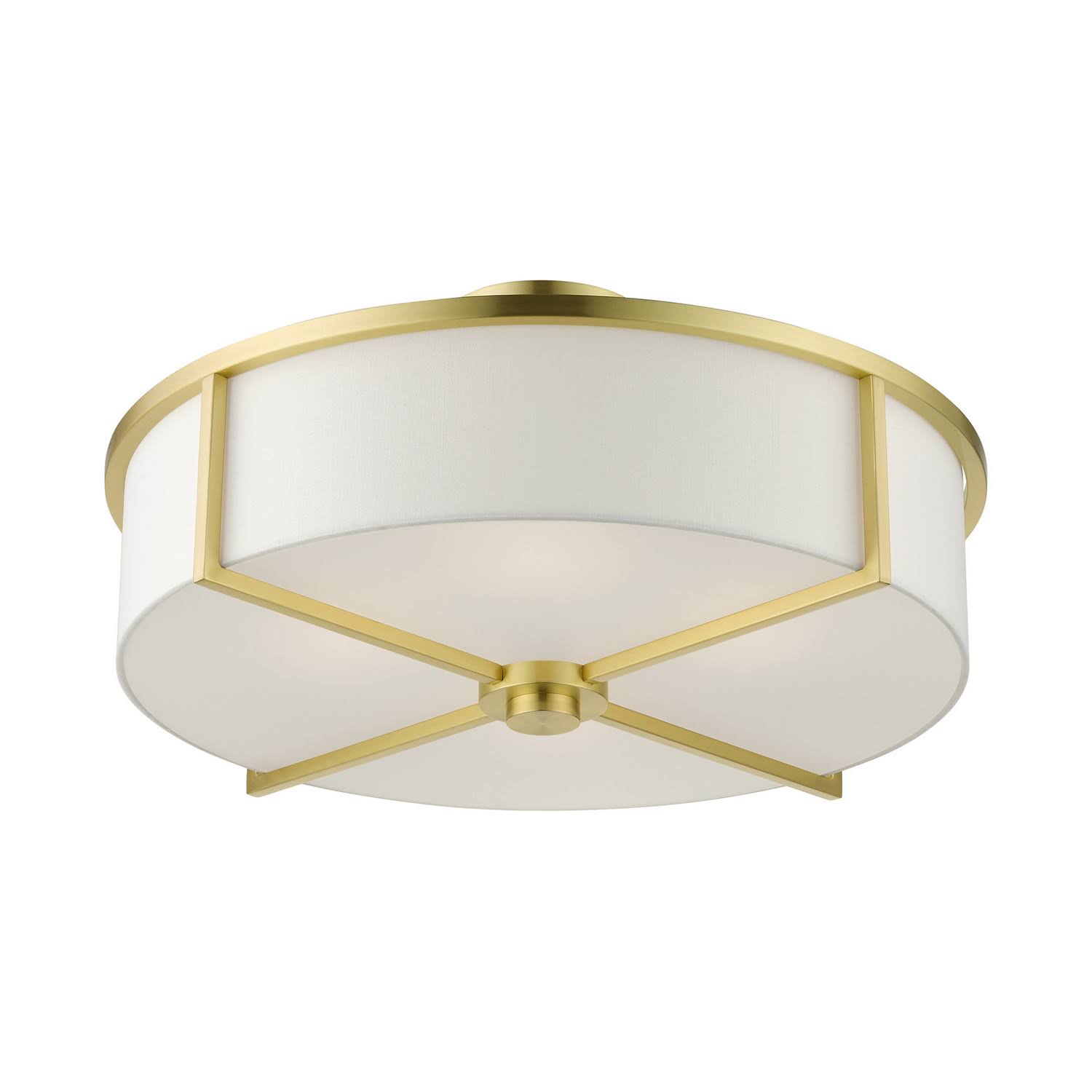 Livex Lighting-51075-12-Wesley - 4 Light Semi-Flush Mount Satin Brass