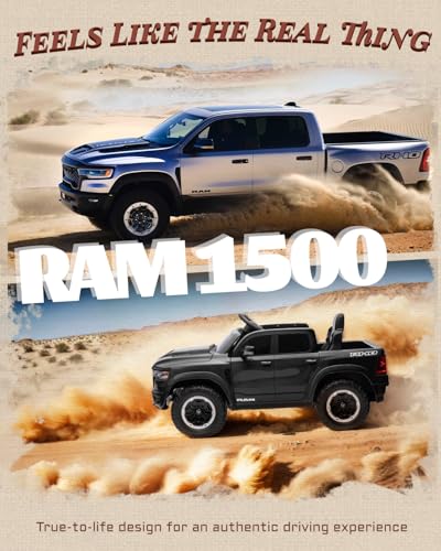 12V Licensed Ram 1500 Ride on Toy for Kids, Toddler Ride on Pickup Truck with Parent Remote Control, Electric Car for Kids with Truck Bed Storage