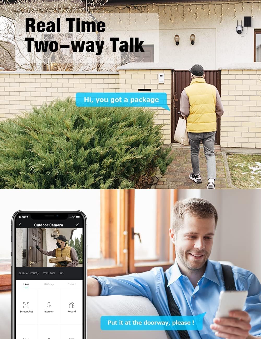 Wireless Security Camera Outdoor, 1080P 360° PTZ Rechargeable Battery Camera WiFi with Night Vision, 2-Way Audio, PIR Motion Detection, Cloud Storage