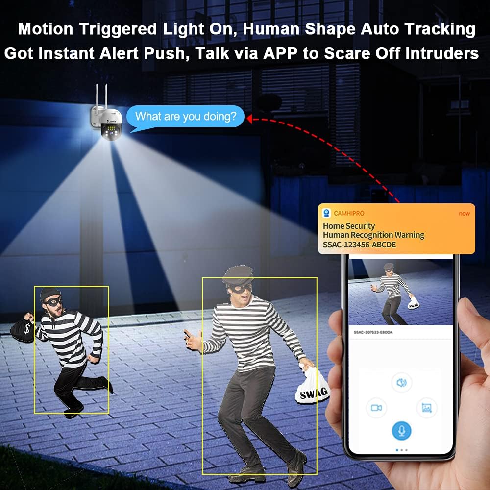 Luowice 5MP PTZ Security Camera Outdoor FHD WiFi IP Camera with Humaniod Detection, Auto Tracking, Color Night Vision, Pan and Tilt, Two Way Talk