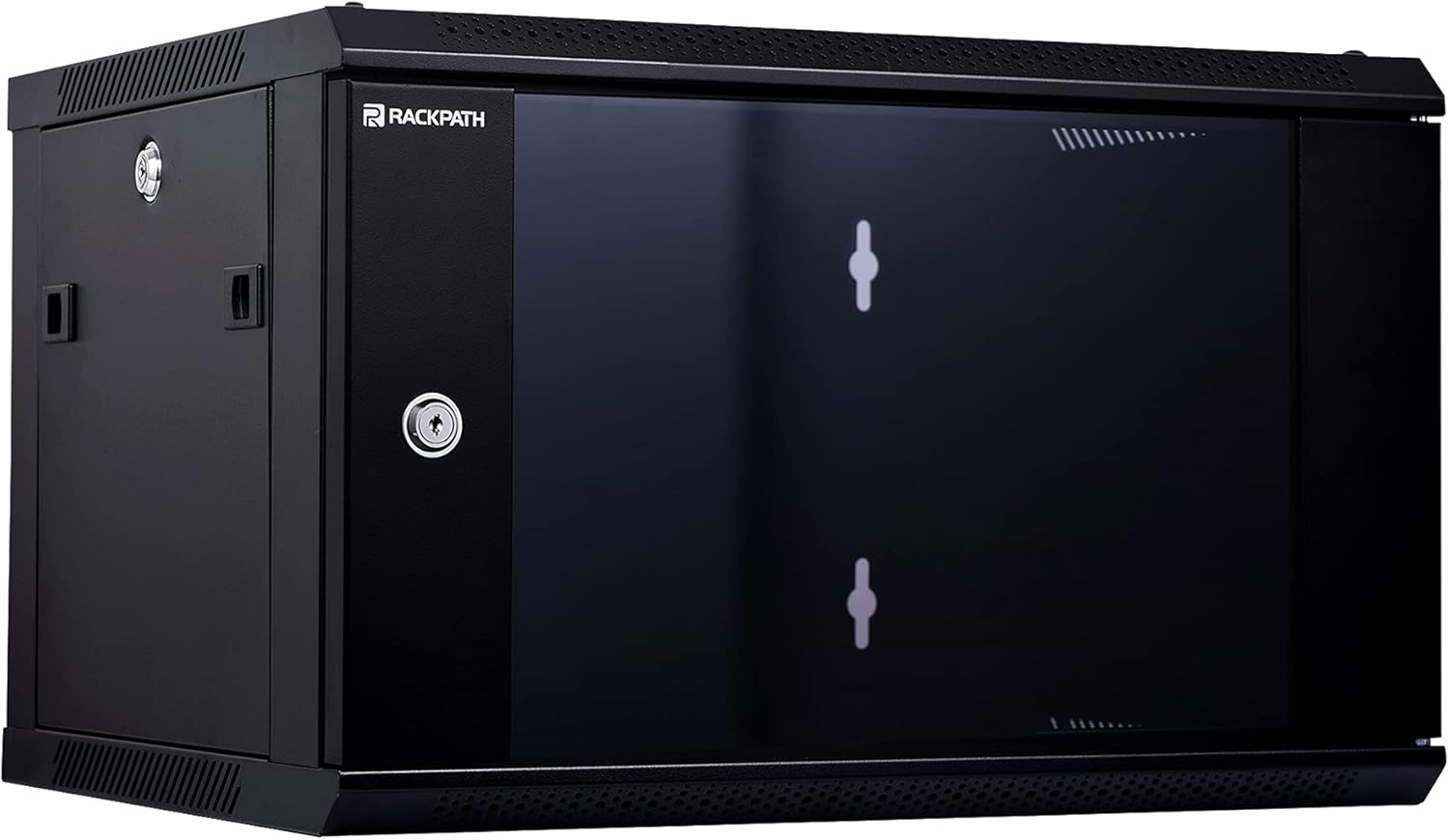 RackPath 9U Performance Wall Mount Server Cabinet Network Rack Enclosure, Quiet Cooling Fan, Locking Glass Door, Black