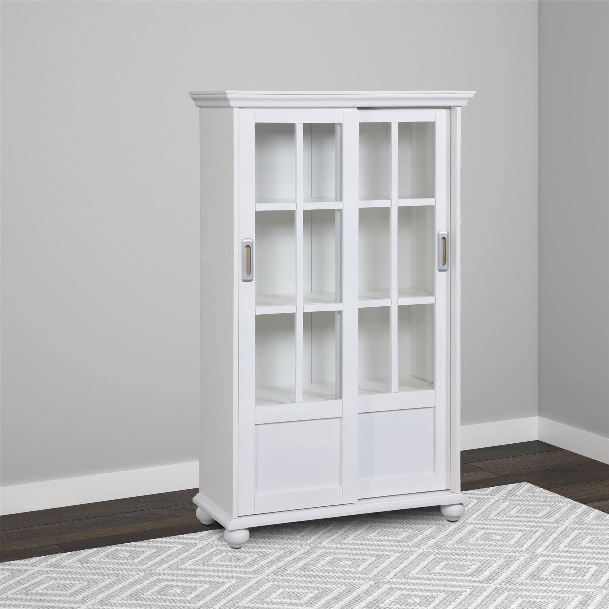 Avenue Greene Abbeywood Bookcase with Sliding Glass Doors (White)