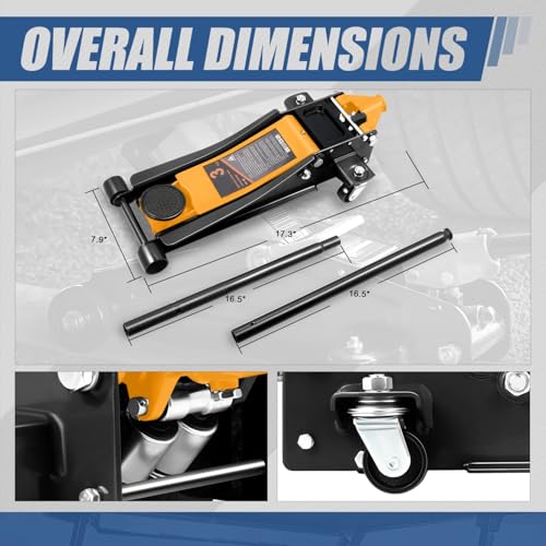 Auto Dynasty 4 Ton Low Profile Floor Jack, Heavy Duty Steel Hydraulic Car Jack with Dual Pistons Quick Lift Pump, Hydraulic Racing Floor Jack