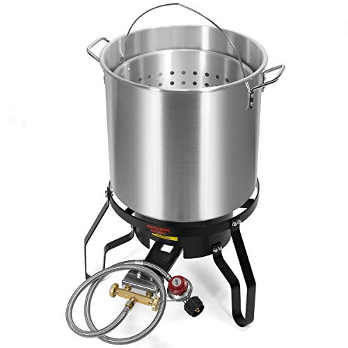 Barton Turkey Deep Fryer High Pressure Burner All Purpose Aluminum Boiler Roaster Clam Bake Crawfish Pot Boiling Lid Seafood Cajun Gas Stove Burner