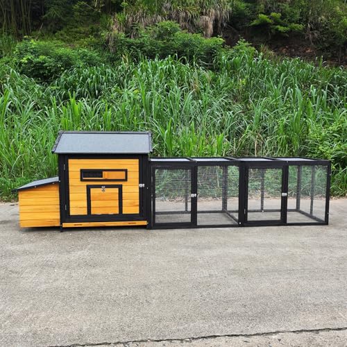 109.6'' Large Wood Chicken Coop Enclosures,Walk-in Poultry Cage