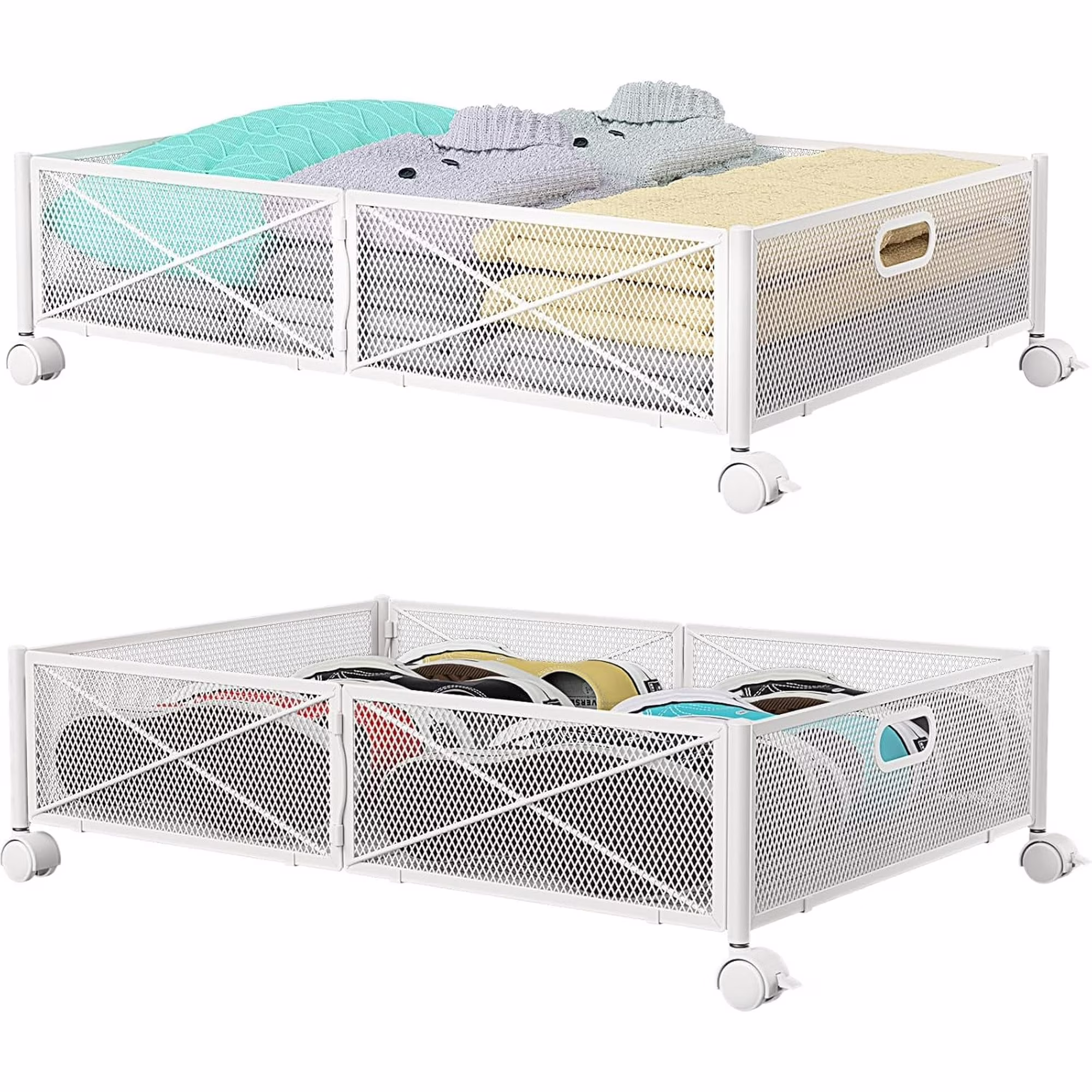 Under Bed Storage Containers with Wheels, Under Bed Shoe Storage Organizer Drawer