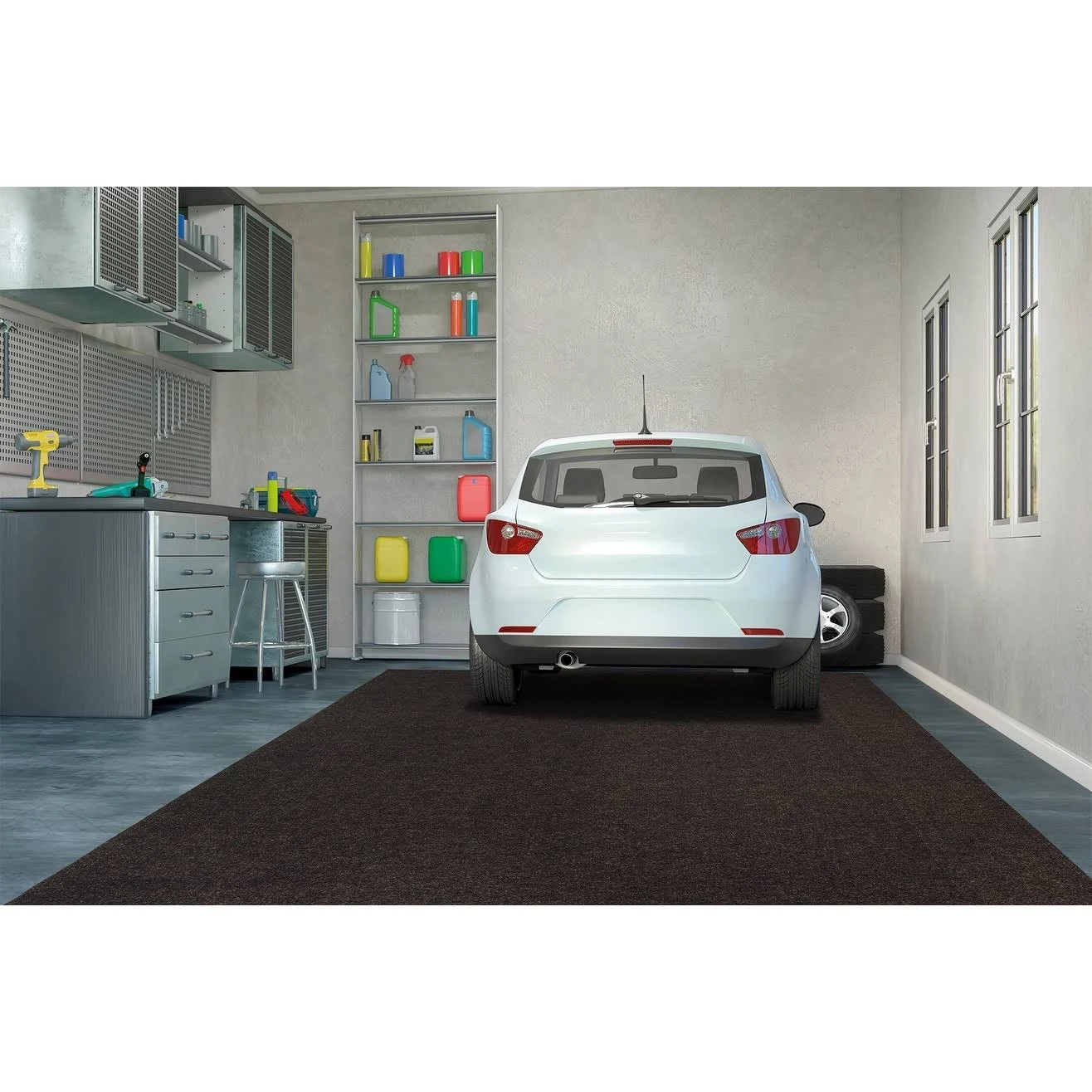 Ottomanson Garage Floor Mat Protective Carpet Mat (7&2x22 x 8&2x22 - Brown)