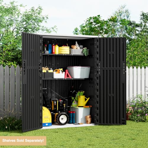 KINYING Outdoor Vertical Storage Shed,57 Cu.ft Outdoor Storage Cabinet Waterproof,Resin Sheds & Outdoor Storage Clearance for Garden,Patio,Backyard