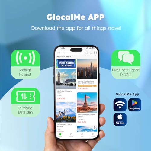 GlocalMe U3 4G LTE Mobile Hotspot, Portable WiFi Hotspot for Travel in 200+ Countries, No SIM Card Needed