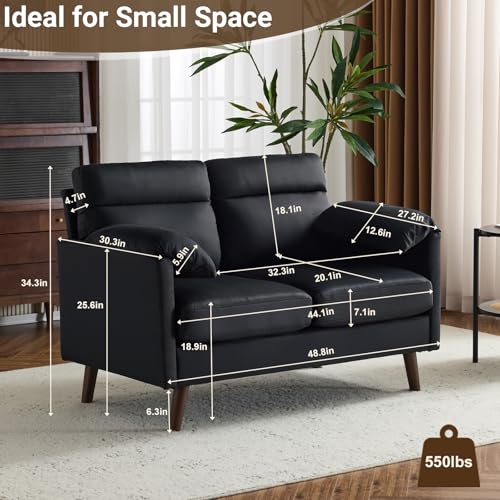 Karl home Mini Loveseat Sofa Couch, 48.8" Small Loveseat with Suede Nap Upholstery for Living Room, Comfy Seating Love Seat for Small Space