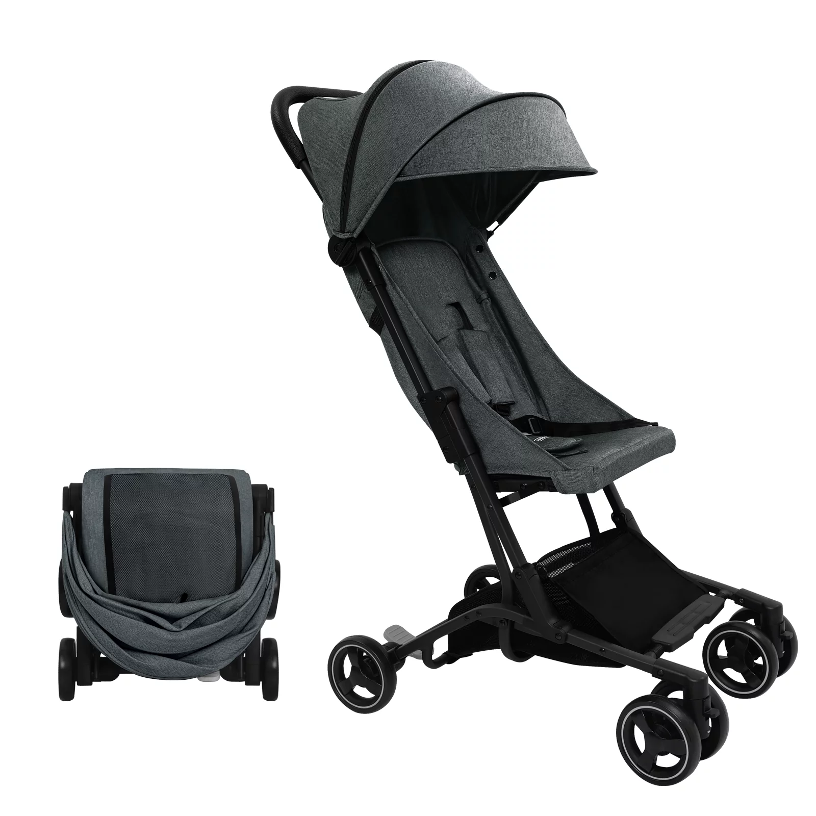 HARPPA Lightweight Travel Stroller, Compact Umbrella Stroller for Babies, Easy Folding, Black
