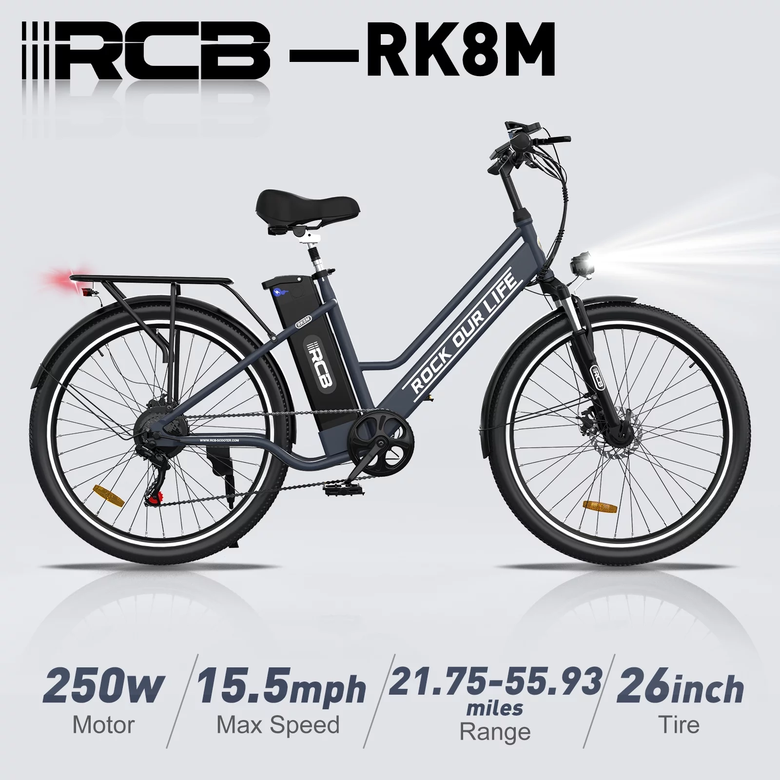 RCB 500W Electric Bike 26 Electric Bicycle for Adults with 36V/12 Ah Removable Battery, Electric Bicycle E-bike up to 56 miles for Man Woman
