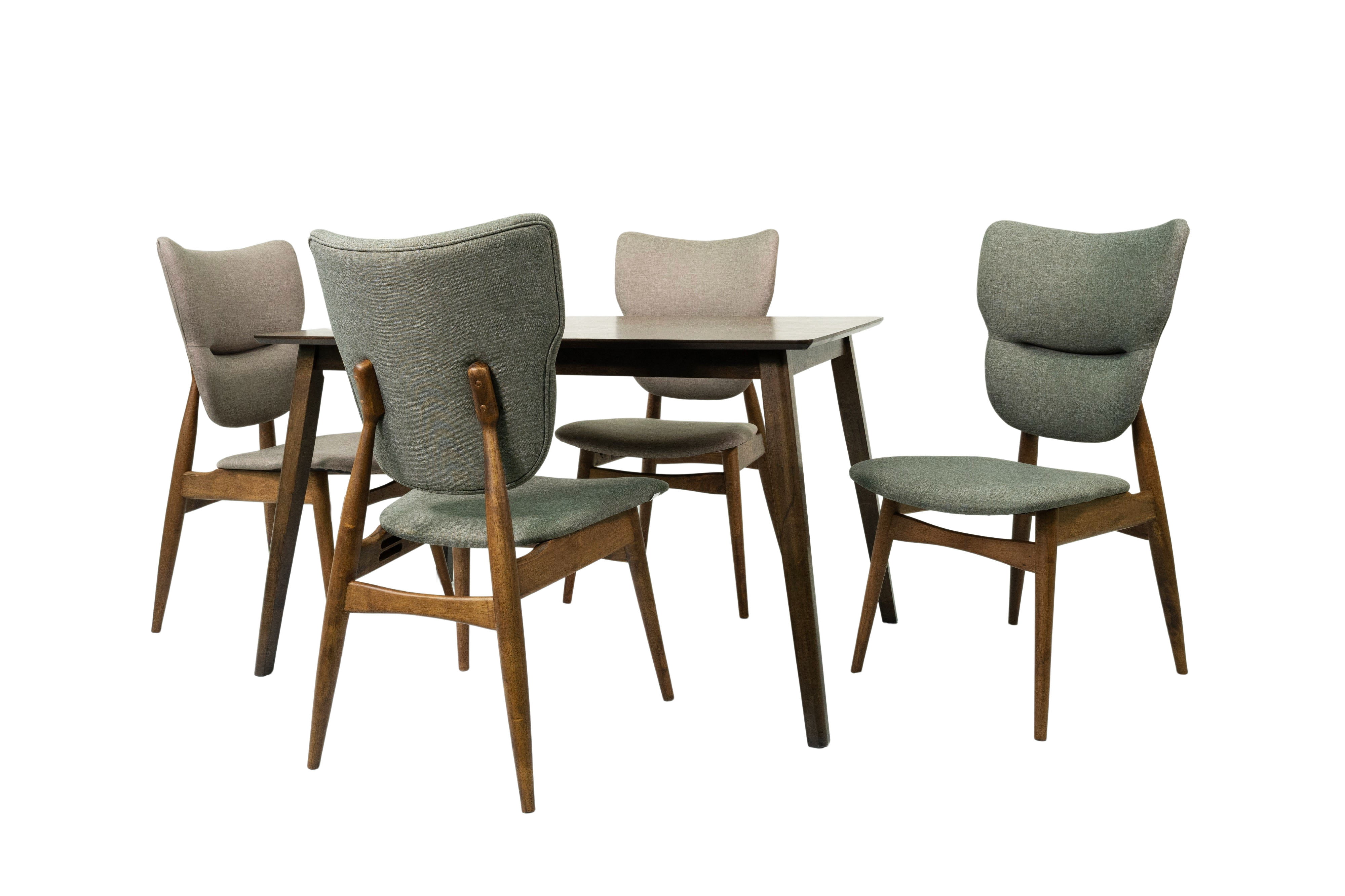 Sevilla 5-Piece Dining Set Mid Century Modern Solid Wood Dining Table and 4 Chairs | Great for Kitchen Breakfast Dining