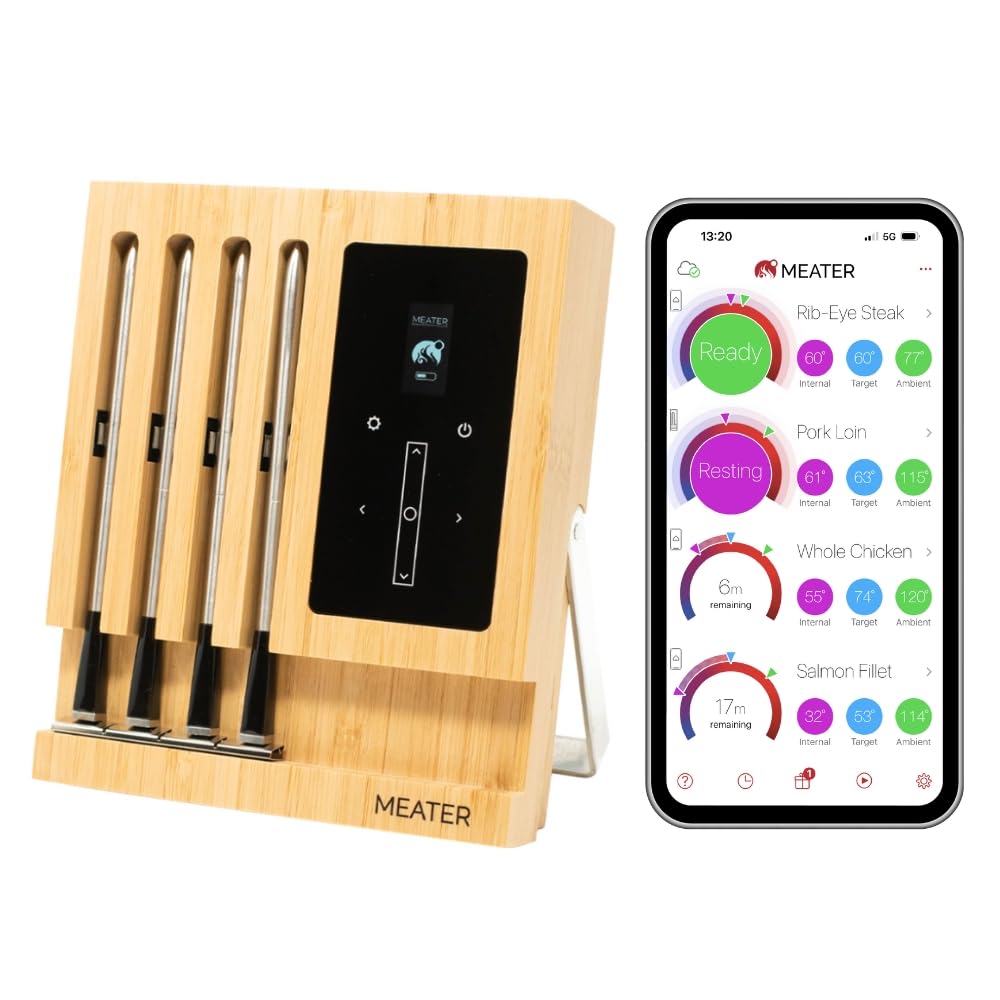MEATER Block: 4-Probe Premium WiFi Smart Meat Thermometer | for BBQ, Oven, Grill, Kitchen, Smoker, Rotisserie | iOS & Android App | Apple Watch