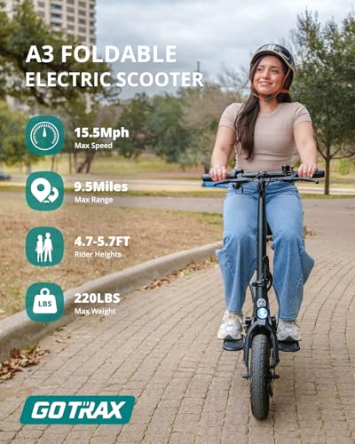Gotrax A5 Electric Scooter w/Seat for 13+, 12" Pneumatic Tire, Max 15.5 Miles &15.5 Mph Power by 400W Motor, Dual Rear Shock Absorber &Dual Brake